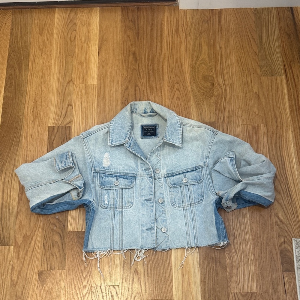 Abercrombie & Fitch Light Blue Distressed Jean Jacket